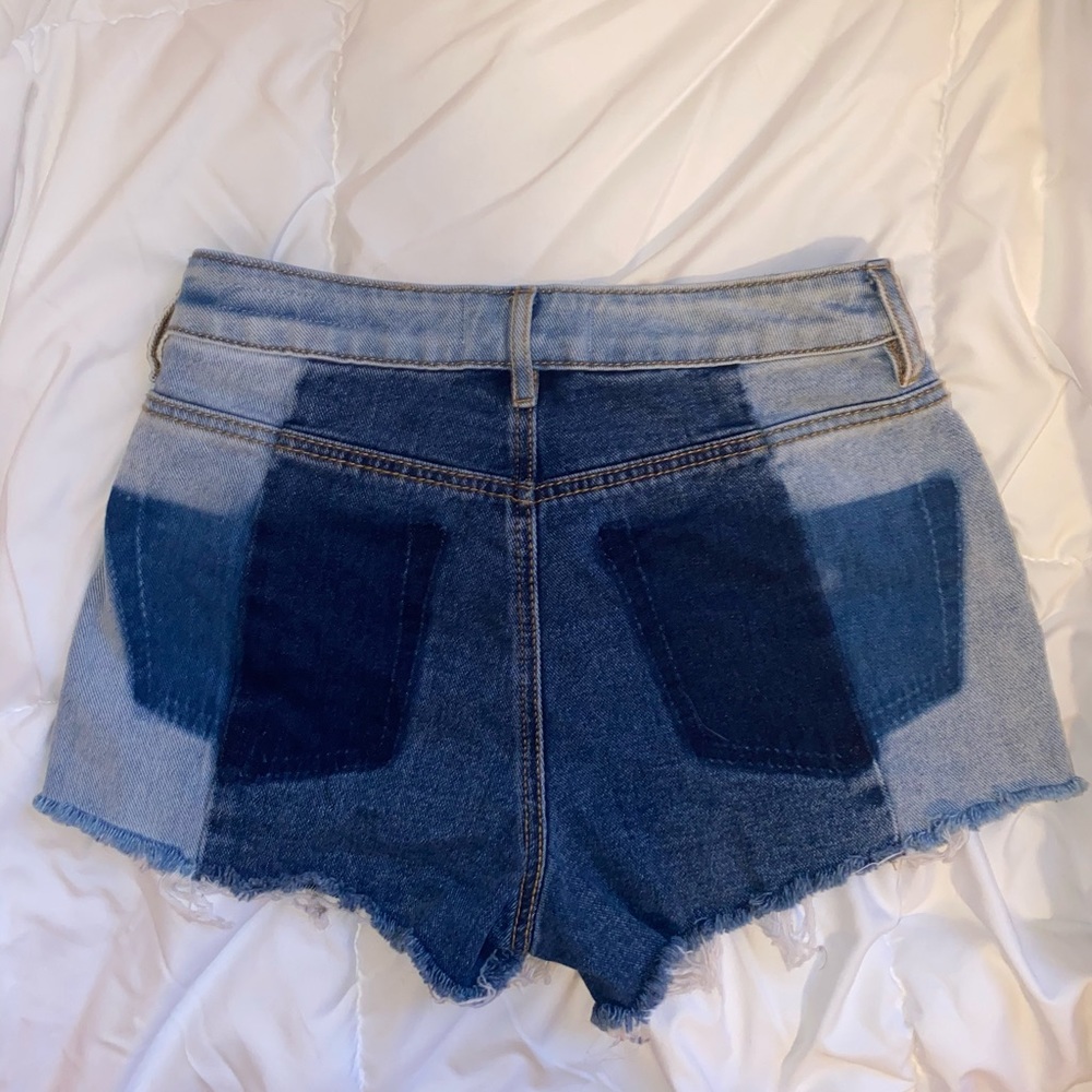Pac Sun High Rise Short/ dark and light denim